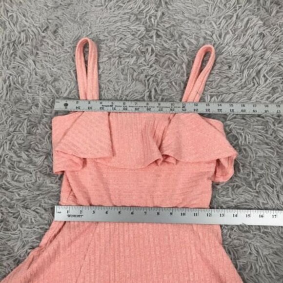 NBD Revolve Dress NWT Ribbed Peach orange Mini Ruffle S feminine summer pastel - Picture 6 of 6